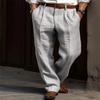 Pantalones Casuales de Pierna Ancha Plisados para Hombre, Mezcla de Lino, Cintura Alta
