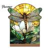 Creative Gift for Home Stained Glass Style Acrylic Table Centerpieces, Floral & Landscape Pattern Exquisite Room Decor Tabletop Sign with Wood