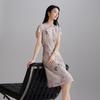 SOFSIL New Chinese Style Printed Mid-Length Dress