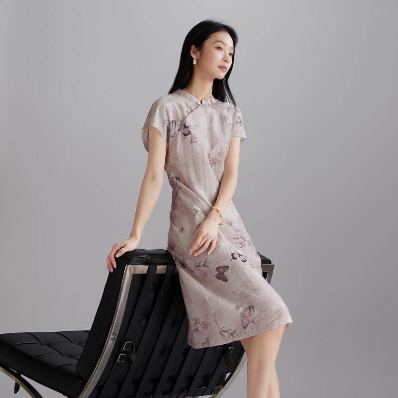 SOFSIL New Chinese Style Printed Mid-Length Dress