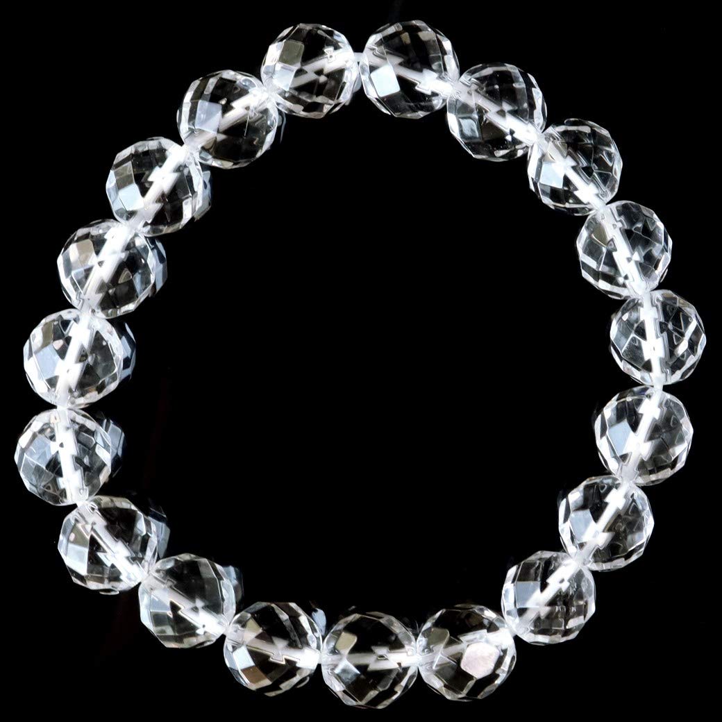 

64-faceted Crystal Bracelet, 10mm, Power Stone, Natural Stone, April Birthstone, Women s, Men s, Prayer Beads, Accessories, Inner Diameter: Approx.