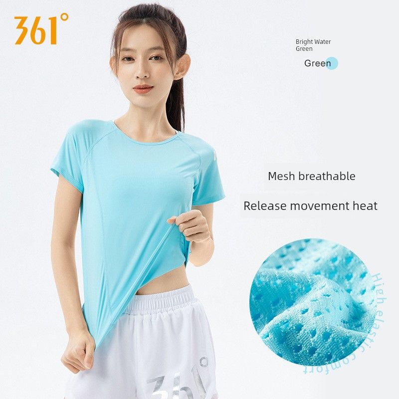 

361 Sports Топ Женский Весна/Лето Футболка с коротким рукавом Для улицы Бег Облегающая Одежда для йоги Одежда для тренировок Bright Water Green S