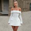 Sexy style one-word shoulder A pendulum dress women, autumn new temperament elegant slim hip skirt