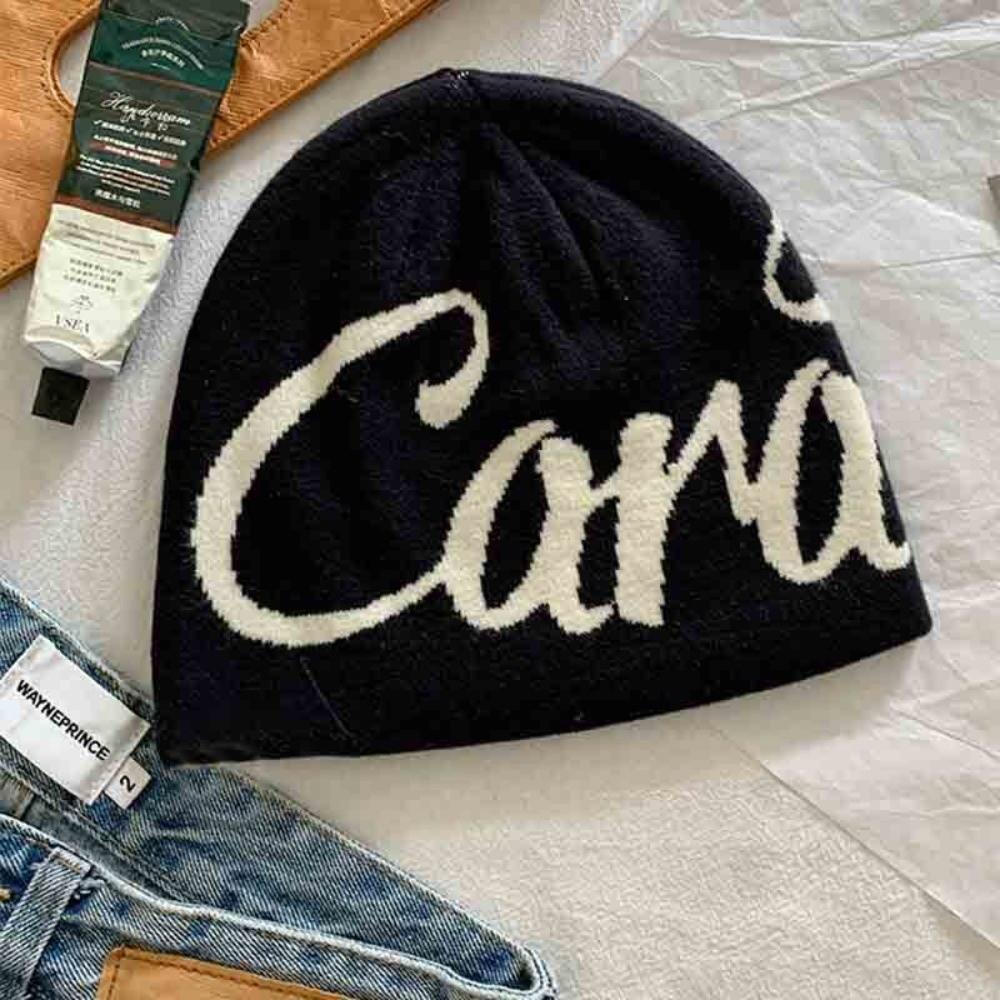 Fashion Letter Knitting Cap Hat Fiber Y2k Jacquard Knitted Hat Keep warm Cold Cap Outdoor