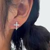 Korean New Fashion Shiny Rhinestone Zircon Cross Earrings for Women Daily Accessories Birthday Party Y2K Jewelry Party Gifts