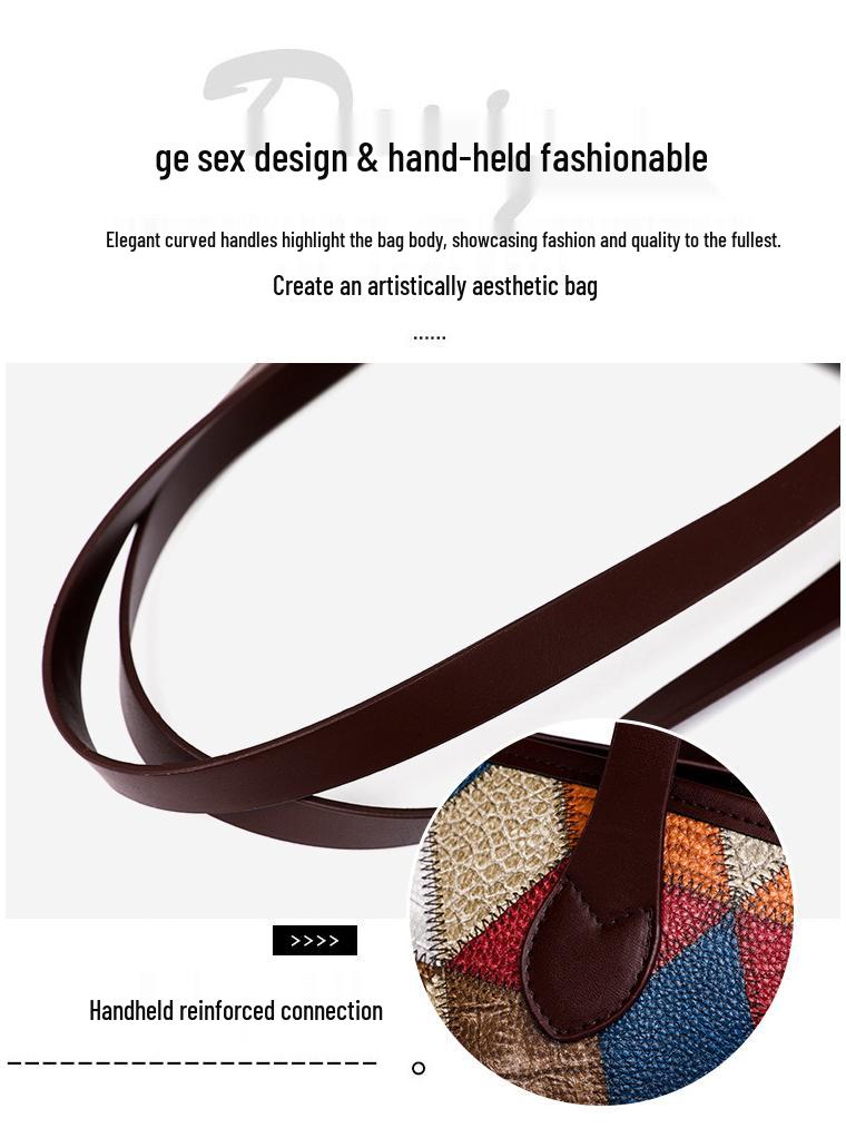 Cross-Border Patchwork Color-Block Tote: Large Capacity 3D Handbag for Moms