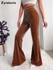 Autumn Winter New Corduroy Wide Leg Casual Pants for Women - Imported Fashion Solid Color High Waist Bell Bottom Trousers