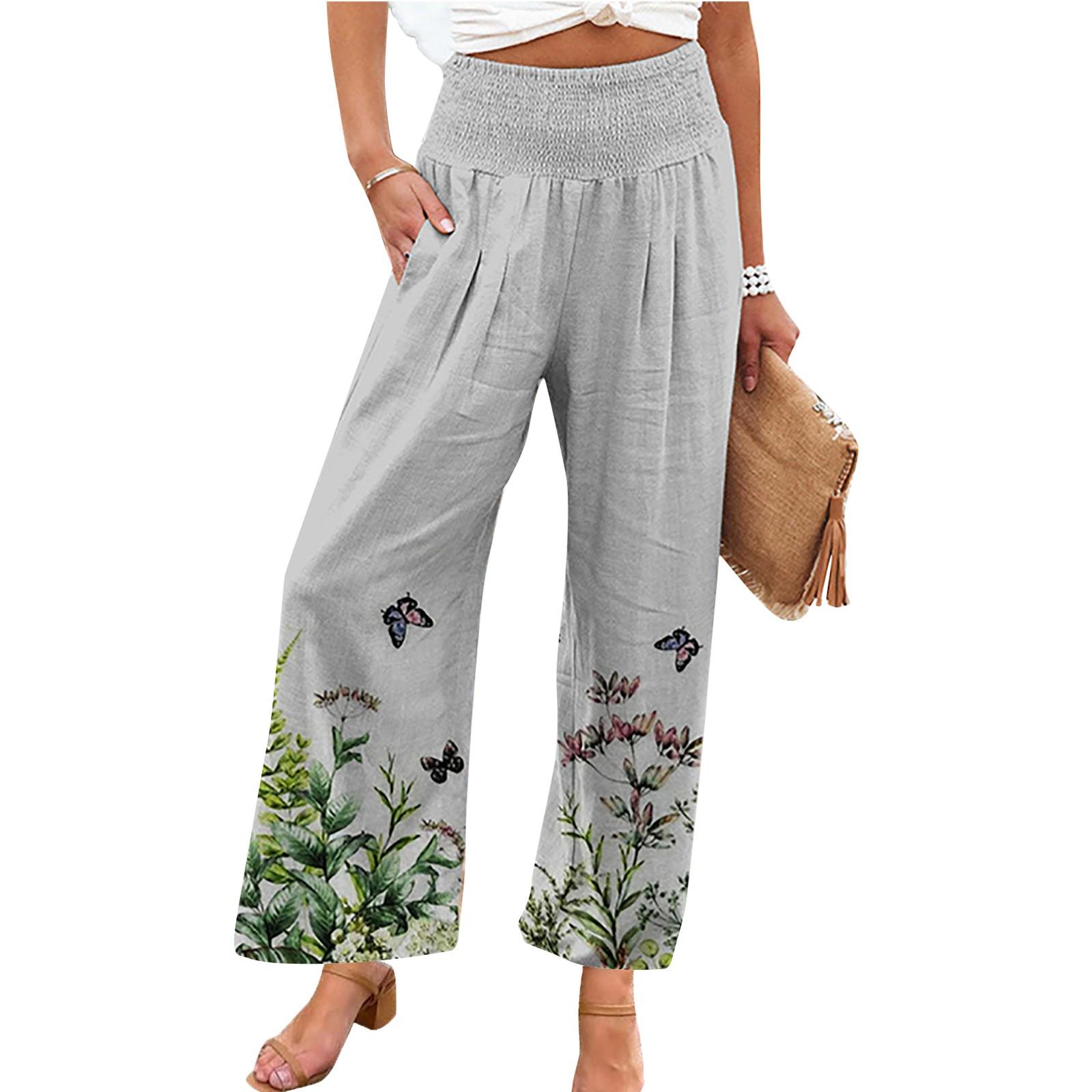 

Женские плиссированные широкие брюки с эластичной резинкой на талии и карманами, брюки 9/10 M серый