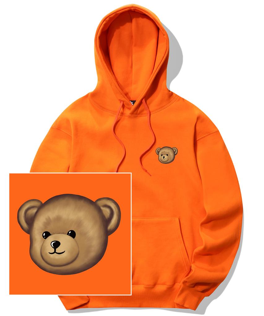 Small Bear Face Logo Hoodie - Orange