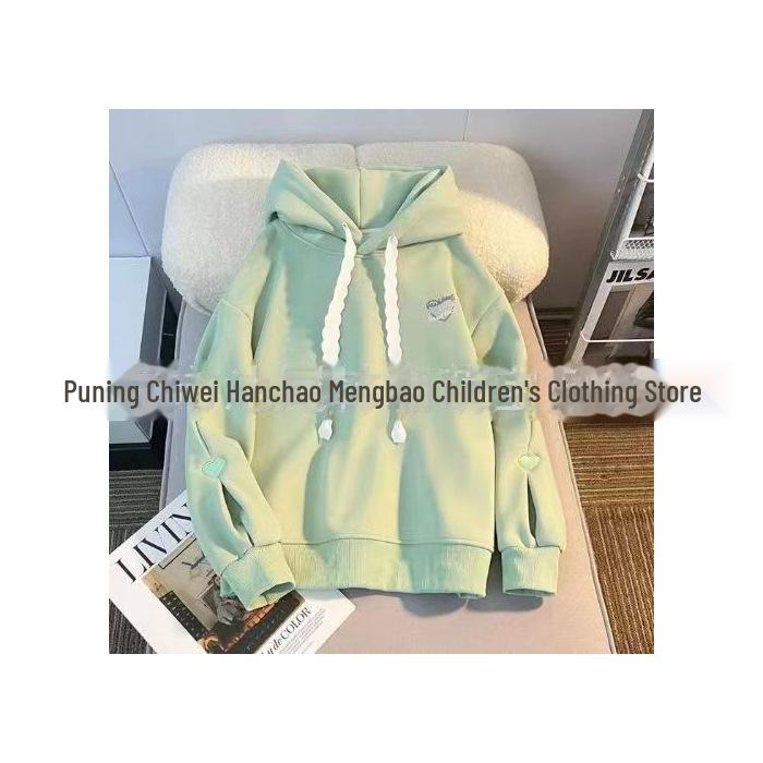 

Стильная толстовка с капюшоном в корейском стиле для девочек 2024 года: Свитшот на бархатной подкладке для маленьких девочек на весну и осень 110cm