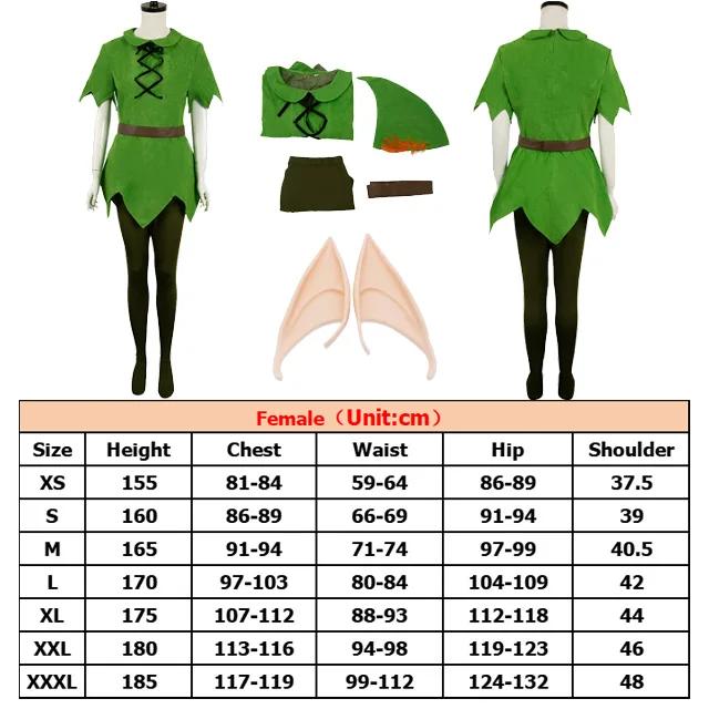 Fantasy Movie Peter Cosplay Jumpsuit Pan Costume Ears Belt Stockings Boots Hat Shoes Men Women Adult Outfit Halloween Party Suit