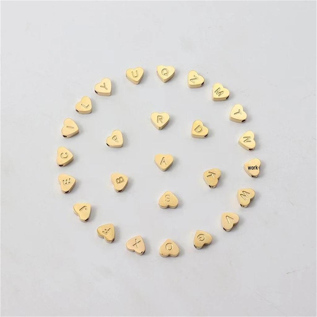 Elegant 26-Letter Heart Bracelet: Gold-Plated Copper, Pearls, Fashionable Luxury