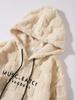 2025 Autumn/Winter Men's Embroidered Fur Hoodie with Drawstring