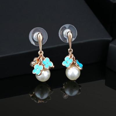Rose Gold White Enamel Flower Drop Earrings For Girls Women