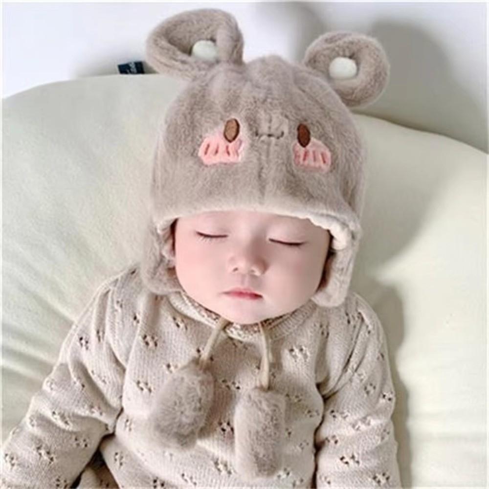 

Plush Beanie Cap Thickened Ear Protection Hat Cute Winter Baby Hat for Children хаки