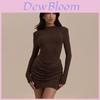 Street Style Long Sleeve Bodycon Dress With Milk Silk Fabric For Casual Wear