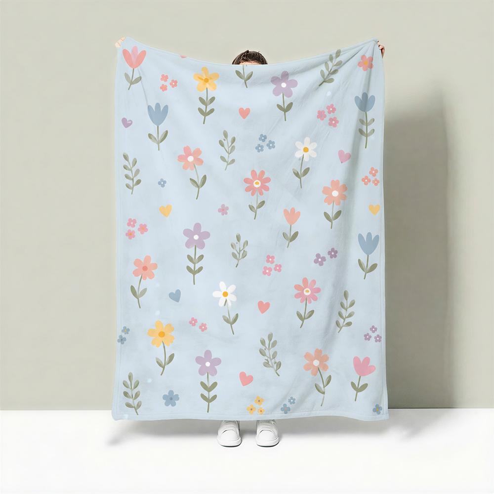 Pastelthinstemflowerditsy Throw Lightweight 240G Flannel Blanket Soft Skin-Friendly For Summer Cooling