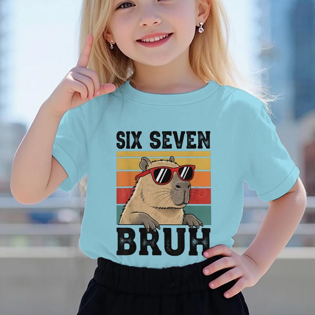 Fashion Kids T-Shirt Six Seven 67 Meme Graphic Print Boy and Girl Tees Top Summer Short Sleeve O Neck Casual Outdoor Kids Clothing