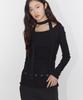 PLACE STUDIO Boat U-Neck Detachable Eyelet Contrast Scarf Set Long Sleeve T-Shirt _3 Colors