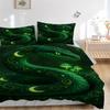 3pcs Green Serpent Print Duvet Cover Set, Cover For Bedroom Guest Room (1 Duvet Cover + 2 Pillowcase, Without Quilt),  yy250922220