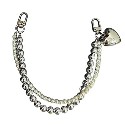 Breloque Cœur Perlé Fait Main Polyvalente Perles Lanière de Téléphone Accessoire Élégant Portable pour Décoration Tendance