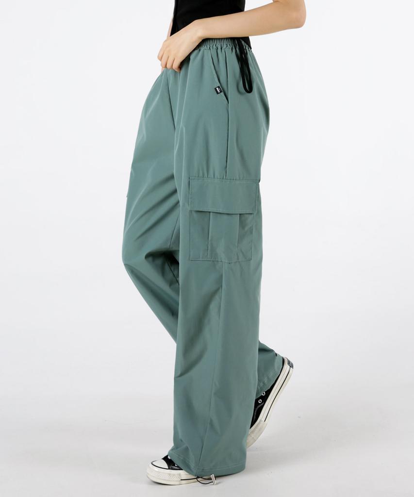 UMM Women'S Rustling Wide Cargo Elastic Waist Pants Adjustable Hem 3 Colors