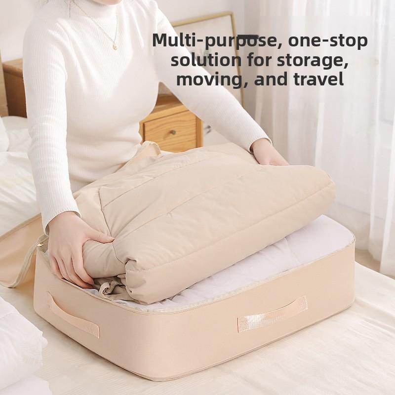 Cotton Quilt Storage Bag With Compression Design For Travel And Bedroom Organization