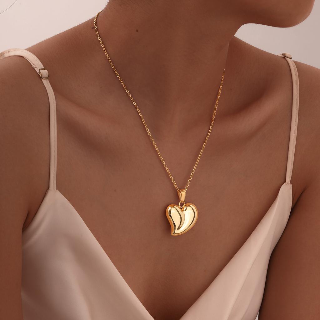Stainless Steel Jewelry Romantic Heart Pendants Necklace For Women 18K Gold Color Mom Girlfriend Valentine's Day Gift