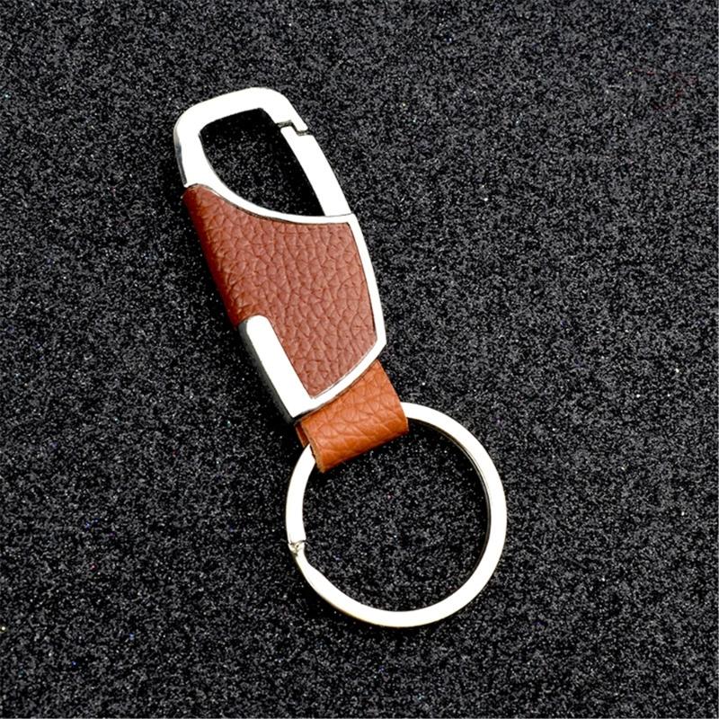 Handmade PU Leather Car Keychain with Metal Ring For Men Stylish Motorcycle Accessories Automotive Enthusiast Gift