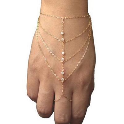 Finger Bracelet Chain Tassel Crystal Bracelet Finger Ring Hand Harness Women Jewelry Accessories
