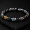 Indian Agate Gemstone Stretchable Bracelet 7.5" , Unisex Bracelet, Handmade Beads Jewelry, Birthday Gift For Love CSB-50