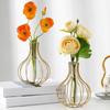 Dekorativer Schmiedeeisen Goldene Blumenvase Hohl Design für Zuhause Wohnzimmer Dekor Künstliches Getrocknetes Florales Arrangement Behälter
