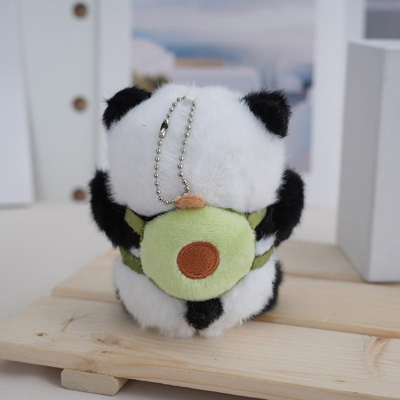 Adorable Plush Panda Keychain With Fruit Avocado Carrot Strawberry Design Avocado