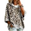 Leopard print hooded sweater European and American sweater sweater drawstring knitted outer top knitted pullover hoodie