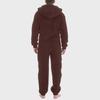 Men's Color Long Sleeve Hooded Pocket Zipper Plush Warm Jumpsuit Warm Pajamas