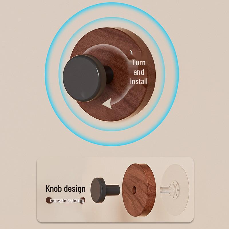 Adhesive Walnut Wood Grain Suction Cup Hook for Kitchen Storage