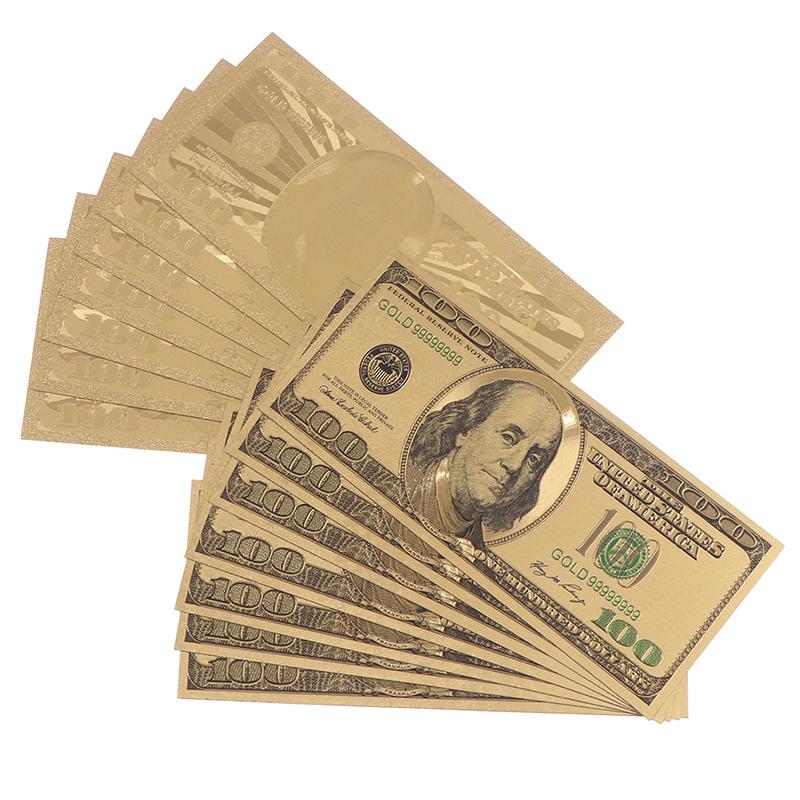 1buc Billet de aur Bancnotă de aur Monedă comemorativă colorată Monedă din folie de aur 100 USD