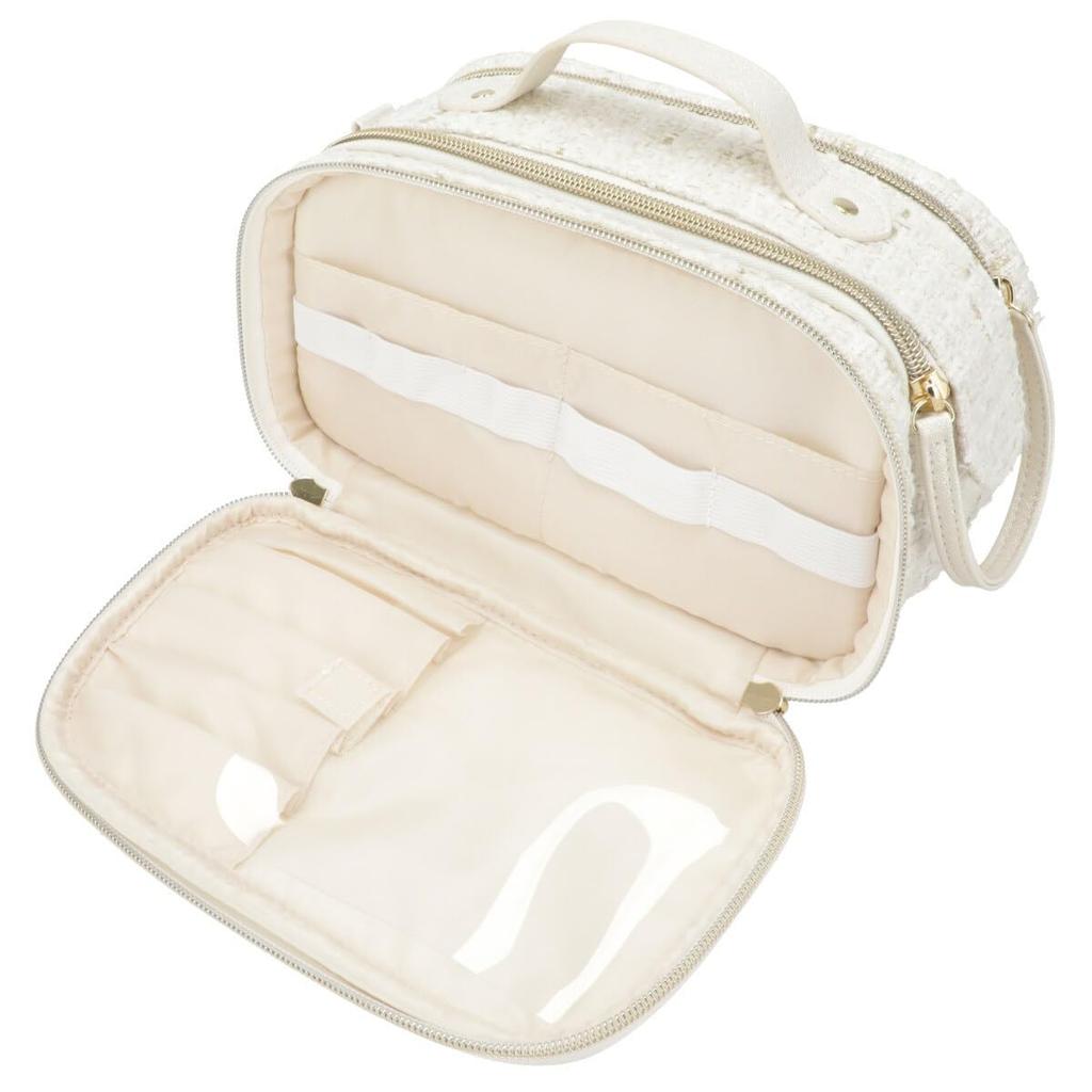 Nitori Double Zipper Cosmetic TW 2117100010841 Bag, White, NG09,