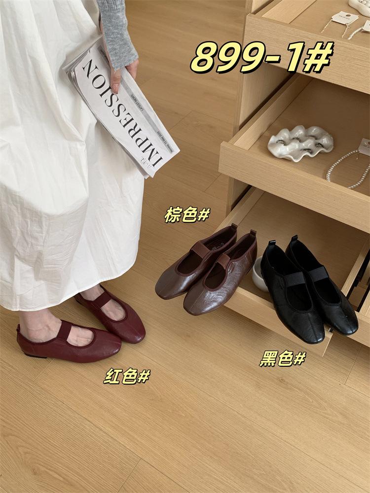 New retro niche evening wind soft sole shallow mouth single shoes feminine temperament gentle fairy elastic band fashionable Mary Jane shoes