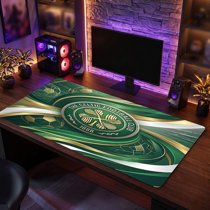 Celtic FC Theme Pattern Mouse Pad, Soccer Logo Design XXL Gaming Desk Mat Non-Slip Computer Mouse Pad