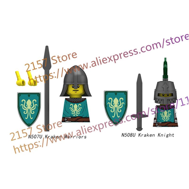 MOC Medieval Figure Building Block Castle Templar Knights Armor Militia Soldiers Gunners Shield Helmet Assembling Brick Toys S26