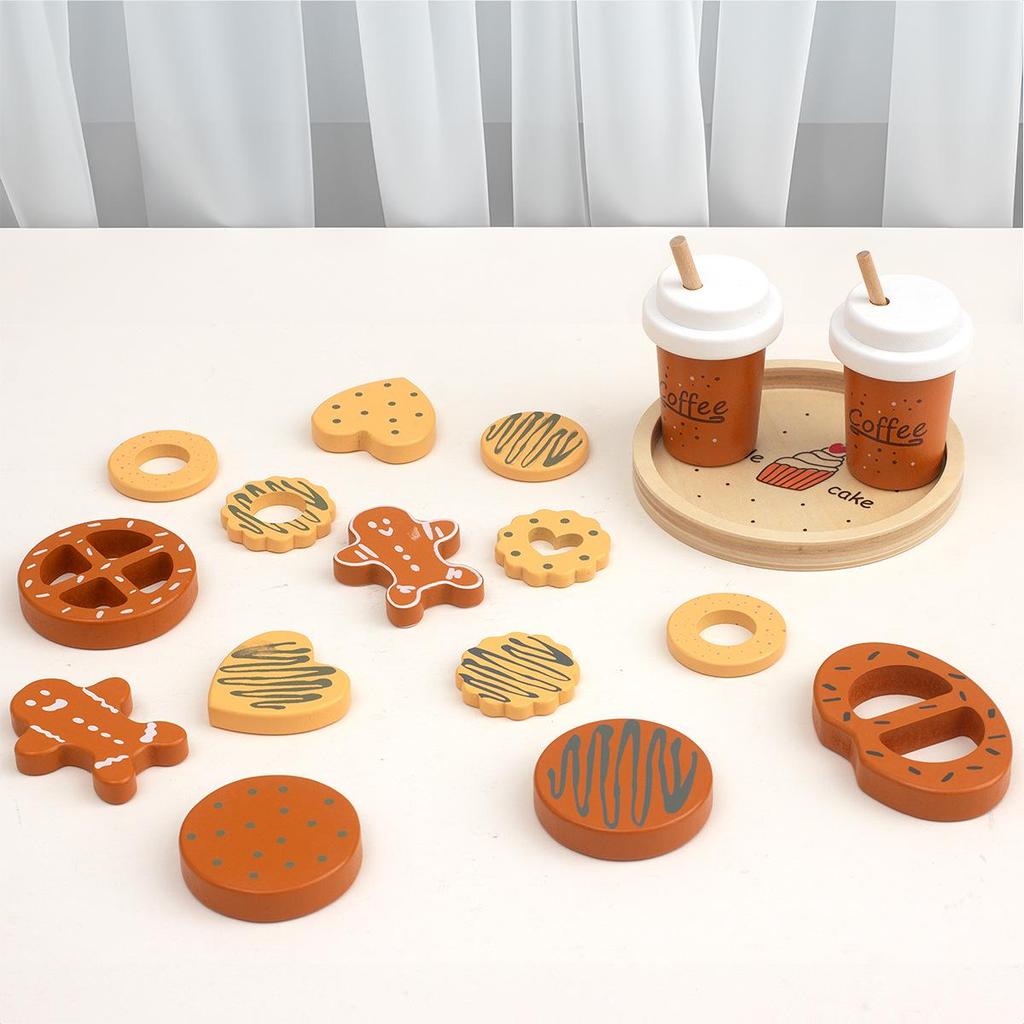 Wooden Afternoon Tea & Dessert Set for Kids - Cake, Cheese, Cookie, Coffee Toy