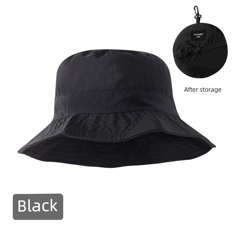 

Spring and Summer Cycling Thin Outdoor Quick-Drying Cycling Bucket Hat Foldable Drawstring Easiest for Match Fishing UV Protection Black All yards