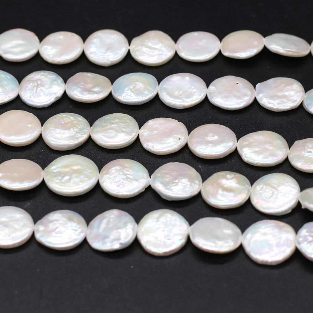 1String, White Baroque Pearls, Button Shape Natural Pearls Beads, 15-16mm, for DIY Necklaces Bracelets Accessories, Jewelry Making Gift 36cm