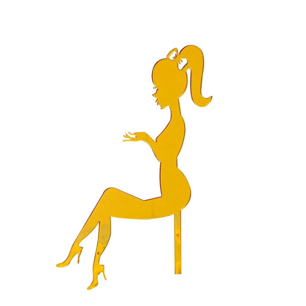 Gold Black Acrylic Happy Birthday Cake Topper High Heels Lady Girl Cake Toppers Dessert Birthday Cake Decorations Party Supplies