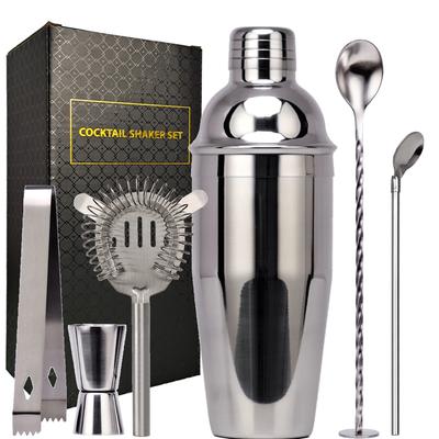 Bar Bartending Tools 6-Piece Basic Cocktail Making Stainless Steel Snow Bottle Boston Measuring Cup Mixer