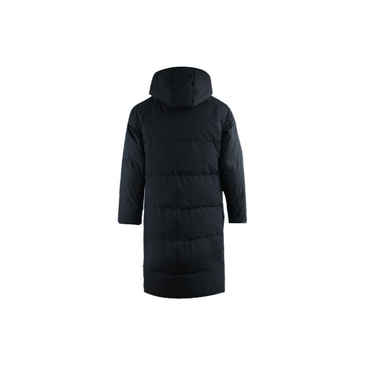 Lining Training Series Casual Windproof Warm Long Hooded Down Jacket Men Outerwear Black AYMR265-1