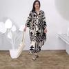 Plus-size V-neck Women's Printed Shirt Long Dress Bohemian Vacation Dress