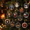 Festive Home Decoration 12PCS Christmas Tree 2D Flat Pendant, Pearl Acrylic Art Kits, Bright Fireplace Holiday Decor Color Classic Patterns