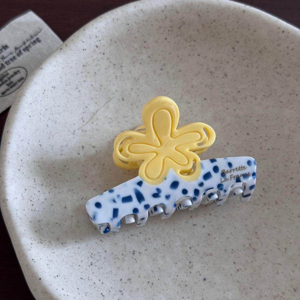 Creative Hairpin Acetic Acid Hair Claw Colorful Floral Design Acetate Shark Clip Large Korean Style Flower Hair Clip Vacation